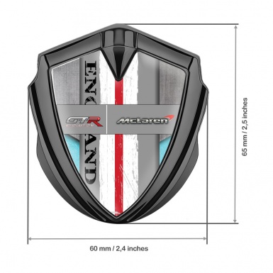 Mclaren GTR Domed Emblem Badge Graphite Tarmac Texture England Motif