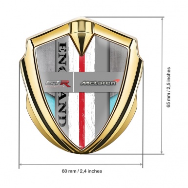 Mclaren GTR Domed Emblem Badge Gold Tarmac Texture England Motif