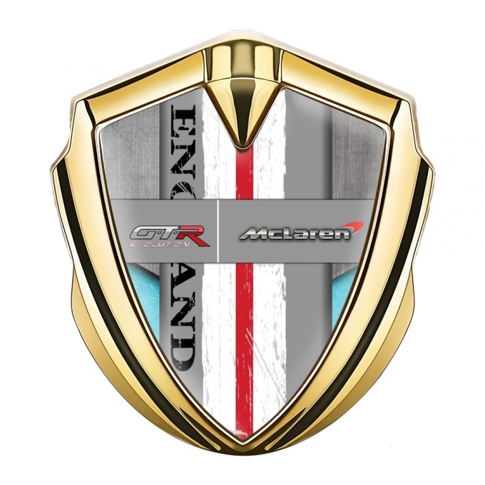 Mclaren GTR Domed Emblem Badge Gold Tarmac Texture England Motif