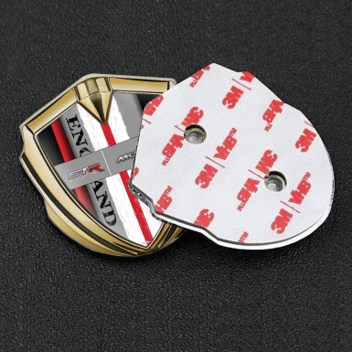 Mclaren GTR Emblem Ornament Badge Gold Crimson Stripe England Motif