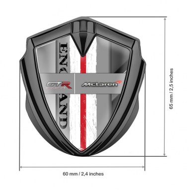 Mclaren GTR Emblem Ornament Badge Graphite Polished Steel England Motif