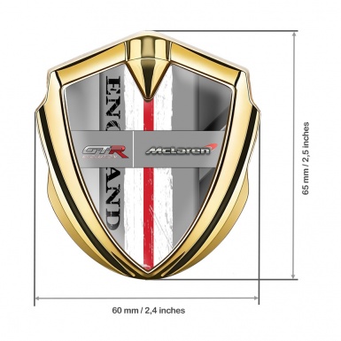 Mclaren GTR Emblem Ornament Badge Gold Polished Steel England Motif