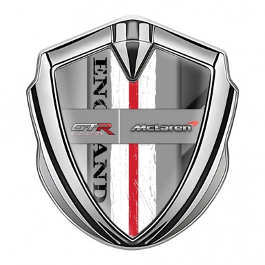Mclaren GTR Emblem Ornament Badge Silver Polished Steel England Motif