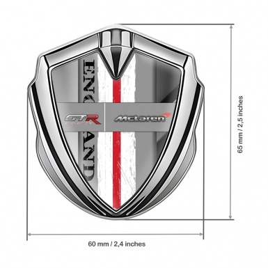 Mclaren GTR Emblem Ornament Badge Silver Polished Steel England Motif