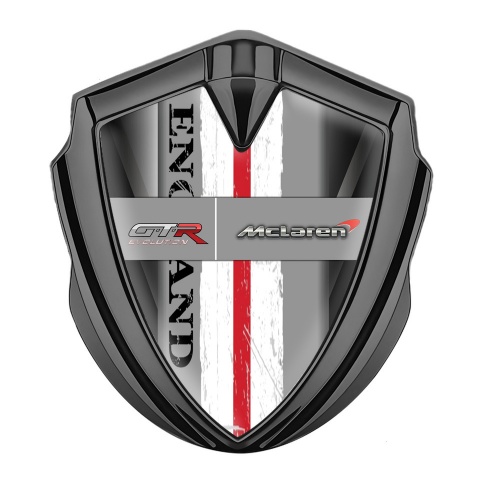 Mclaren GTR Bodyside Domed Emblem Graphite Grey Shadow England Motif