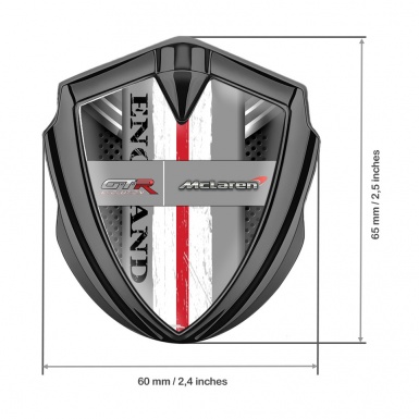 Mclaren GTR Emblem Metal Badge Graphite Grey Ribbon England Edition