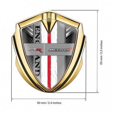 Mclaren GTR Emblem Metal Badge Gold Grey Ribbon England Edition