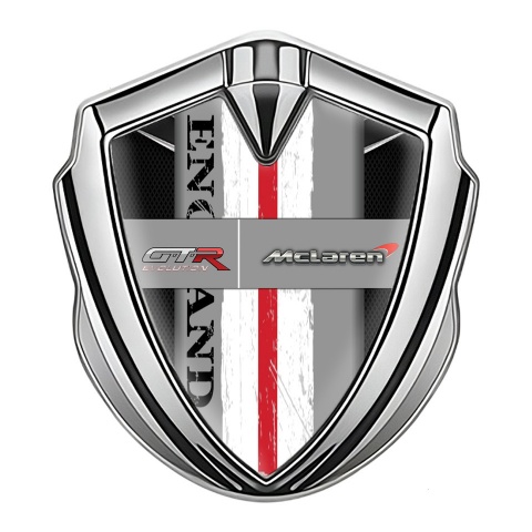 Mclaren GTR 3d Emblem Badge Silver Black Fishnet England Edition