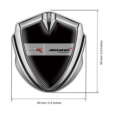 Mclaren GTR Silicon Emblem Badge Silver Black Base Evolution Design