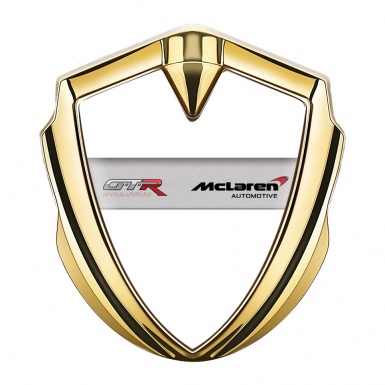 Mclaren GTR Emblem Car Badge Gold White Base Evolution Design