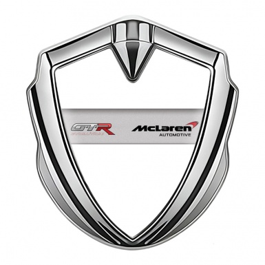 Mclaren GTR Emblem Car Badge Silver White Base Evolution Design