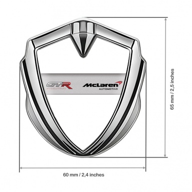 Mclaren GTR Emblem Car Badge Silver White Base Evolution Design