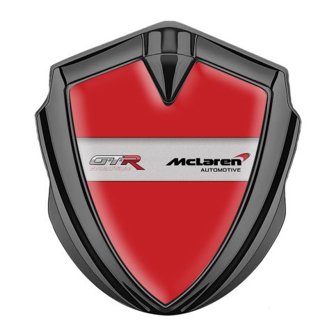 Mclaren GTR Emblem Silicon Badge Graphite Red Fill Evolution Edition