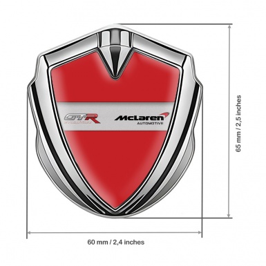 Mclaren GTR Emblem Silicon Badge Silver Red Fill Evolution Edition