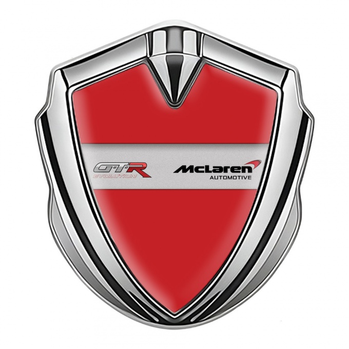 Mclaren GTR Emblem Silicon Badge Silver Red Fill Evolution Edition