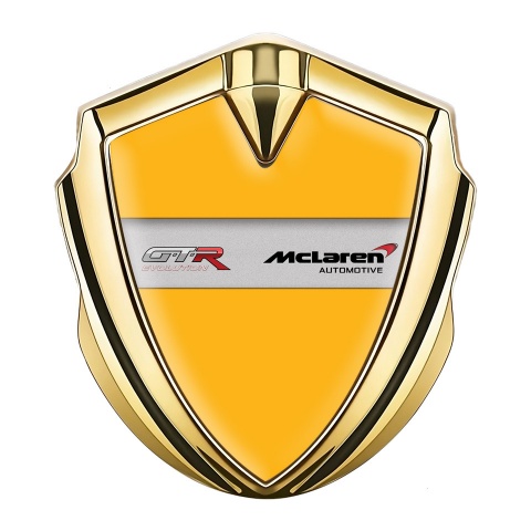 Mclaren GTR Metal Domed Emblem Gold Yellow Fill Evolution Edition