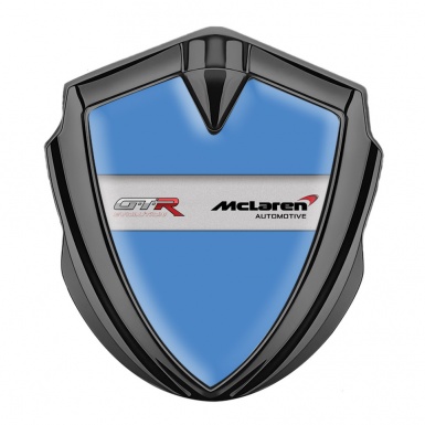 Mclaren GTR Metal Emblem Self Adhesive Graphite Blue Base Evolution Design