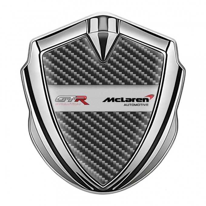 Mclaren GTR Emblem Trunk Badge Silver Dark Carbon Evolution Design