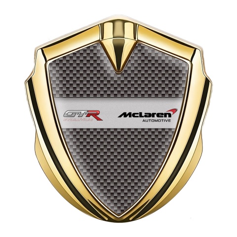Mclaren GTR Emblem Self Adhesive Gold Grey Carbon Evolution Design
