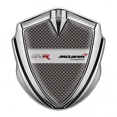 Mclaren GTR Emblem Self Adhesive Silver Grey Carbon Evolution Design