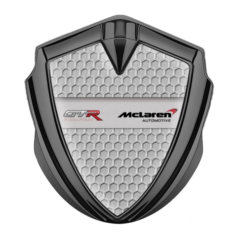 Mclaren GTR Metal Emblem Badge Graphite Honeycomb Evolution Design