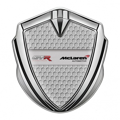 Mclaren GTR Metal Emblem Badge Silver Honeycomb Evolution Design