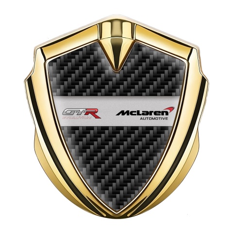 Mclaren GTR Emblem Metal Badge Gold Black Carbon Evolution Edition