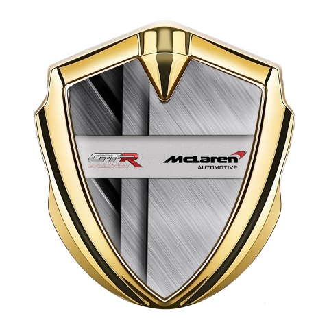 Mclaren GTR 3d Emblem Badge Gold Brushed Aluminum Evolution Style