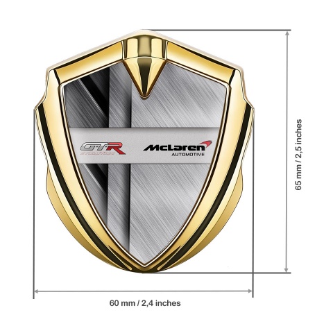 Mclaren GTR 3d Emblem Badge Gold Brushed Aluminum Evolution Style