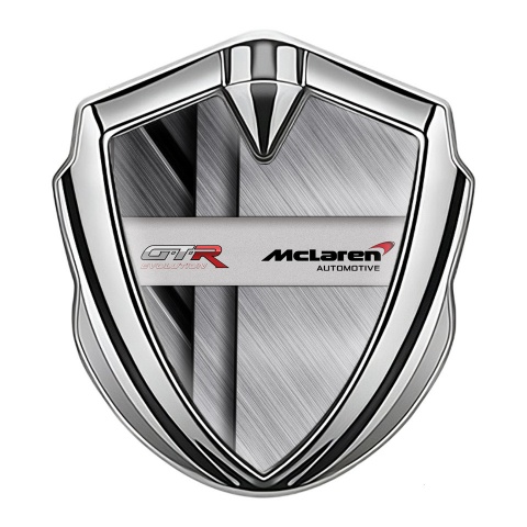 Mclaren GTR 3d Emblem Badge Silver Brushed Aluminum Evolution Style