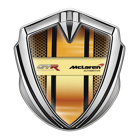 Mclaren GTR Emblem Car Badge Silver Orange Frame Evolution Edition