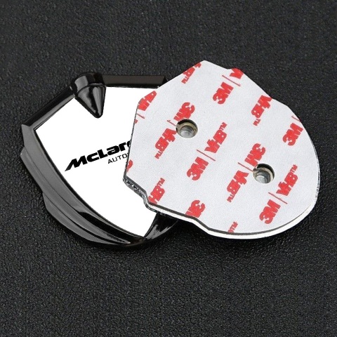 Mclaren Emblem Silicon Badge Graphite White Background Classic Logo