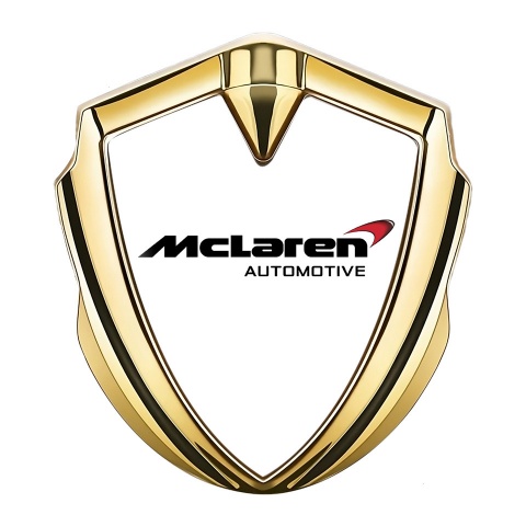 Mclaren Emblem Silicon Badge Gold White Background Classic Logo