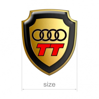 Audi TT Shield Silicone Sticker Gold Effect Red Logo