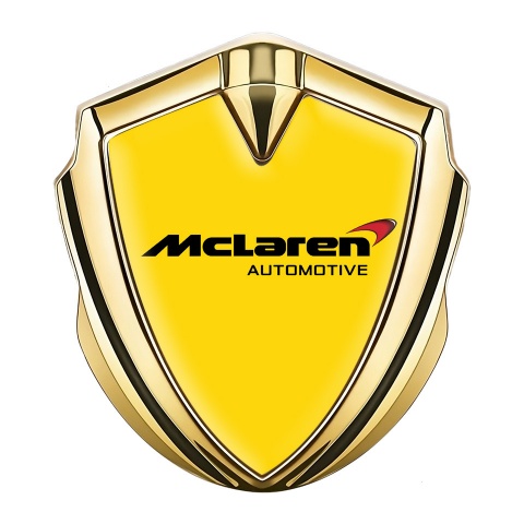 Mclaren Metal Domed Emblem Yellow Yellow Background Classic Logo