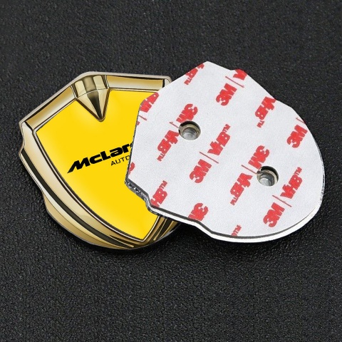 Mclaren Metal Domed Emblem Yellow Yellow Background Classic Logo