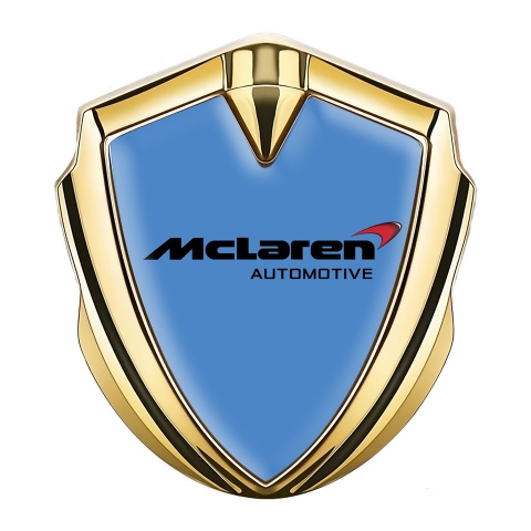 Mclaren Badge Self Adhesive Gold Glacial Blue Print Classic Logo