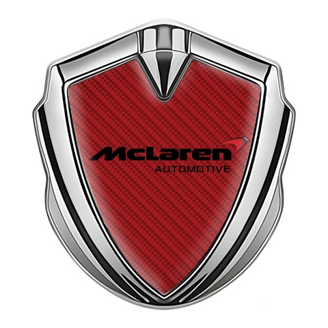 Mclaren Fender Emblem Badge Silver Red Carbon Classic Logo Design