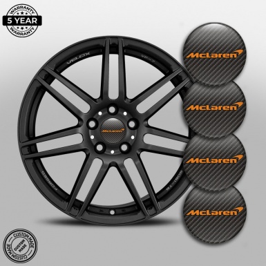 Mclaren Silicone Stickers for Wheel Caps Carbon Black Orange Style