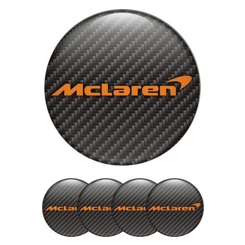 Mclaren Silicone Stickers for Wheel Caps Carbon Black Orange Style