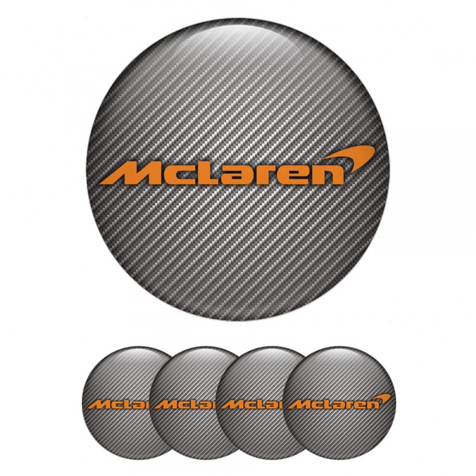 Mclaren Silicone Stickers for Wheel Caps Carbon Orange Style
