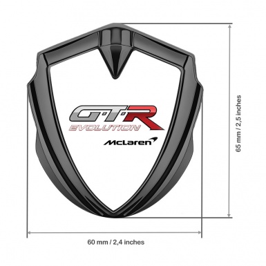Mclaren GTR Emblem Trunk Badge Graphite White Base Evolution Design