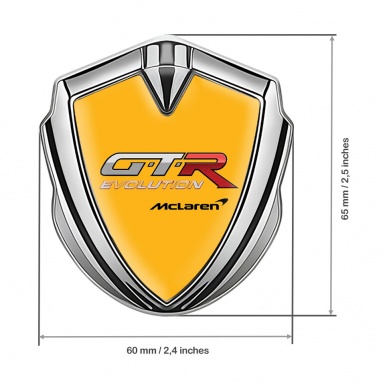 Mclaren GTR Metal Emblem Badge Silver Orange Base Evolution Design