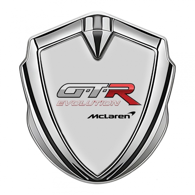 Mclaren GTR Domed Emblem Badge Silver Grey Print Evolution Edition