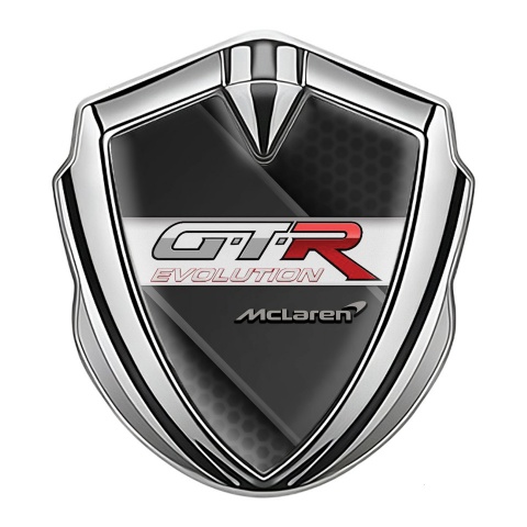 Mclaren GTR 3d Emblem Badge Silver Steel Panel Evolution Design