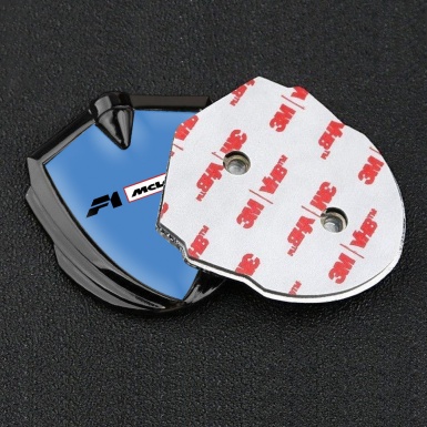 Mclaren F1 Emblem Silicon Badge Graphite Blue Base Black White Logo