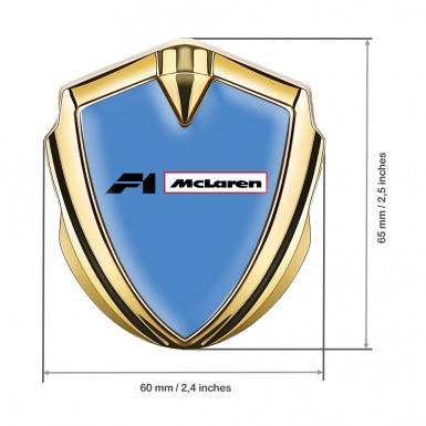 Mclaren F1 Emblem Silicon Badge Gold Blue Base Black White Logo