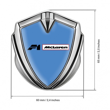 Mclaren F1 Emblem Silicon Badge Silver Blue Base Black White Logo