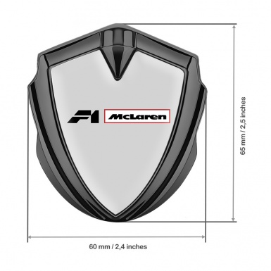 Mclaren F1 Metal Domed Emblem Graphite Blue Base Black White Logo