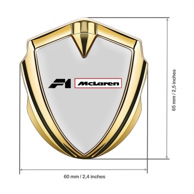Mclaren F1 Metal Domed Emblem Gold Blue Base Black White Logo